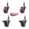 Service Caster 3'' Red Poly Wheel Swivel 3/4'' Expanding Stem Caster Set 2 Brakes, 4PK SCC-EX20S314-PPUB-RED-2-PLB-2-34 - alternate 4